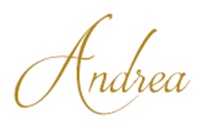Andrea Written in Gold Color in Cursive