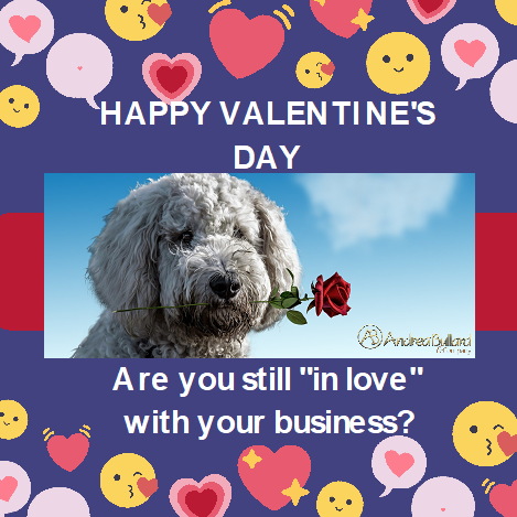 Happy Valentines Day Dog Holding a Rose Poster